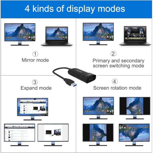  WAVLINK Wavlink USB 3.0 to 4K HDMI Video Graphics Adapter External Video Card for Multiple Monitors up to 3840 × 2160 UHD Ultra High Definition Supports Windows 108.187XP and Chromeboo