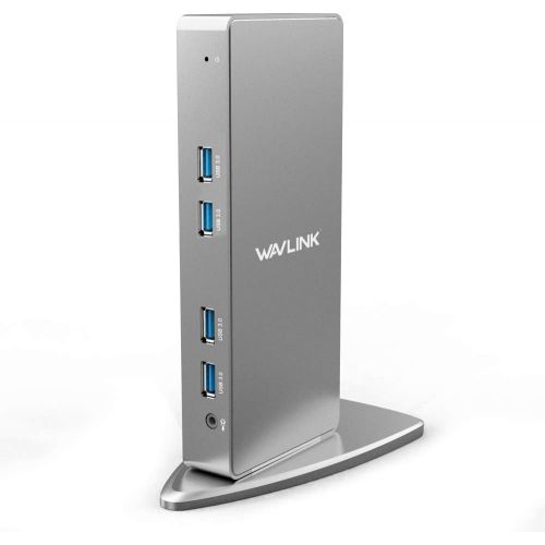  WAVLINK USB 3.0 & USB C Ultra HD5K Universal Docking Station, Dual 4K Video Display with 2xDisplay Port, 2xHDMI, Gigabit Ethernet,4 USB 3.0 Port, 2 Type C-PD Function Not Supporte