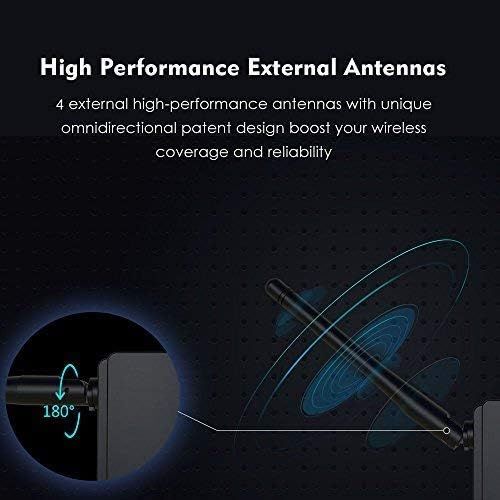  WAVLINK 1200Mbps Dual Band WiFi Range Extender, AC1200 5Ghz 2.4Ghz Wireless Signal BoosterRepeaterAccess PointRouter with 2 Ethernet PortExternal Antenna - Black