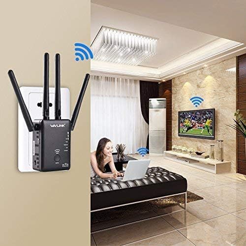  WAVLINK 1200Mbps Dual Band WiFi Range Extender, AC1200 5Ghz 2.4Ghz Wireless Signal BoosterRepeaterAccess PointRouter with 2 Ethernet PortExternal Antenna - Black