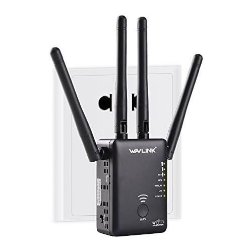  WAVLINK AC1200 WiFi Range ExtenderAccess PointWireless Router Dual Band with 4 High Gain External Antennas WPS Protection-Black