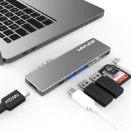 WAVLINK USB C Hub Adapter for MacBook Pro 20162017,Wavlink Pass-Through Charging PD Hub Adapter,Dual Type C Port Aluminum Hub for Mac with 4K HDMI, SDMicro SD Card Reader,USB3.0 Dual (Si