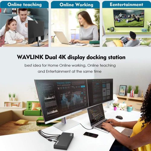  WAVLINK Wavlink USB C,Type-A Dual 4K Laptop Docking Station,5K Dual 4K @60Hz Video Outputs Dual Monitor for Windows,(2 HDMI & 2 DP, Gigabit Ethernet, 6 USB 3.0,) DL6950-PD Function Not Su