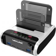 WAVLINK USB 3.0 to SATA Dual Bay Hard Drive Docking Station with Offline Clone Function for 2.5”3.5” SATA HDD SSD, Support Fast Charger and TF & SD Card (2X 10TB)