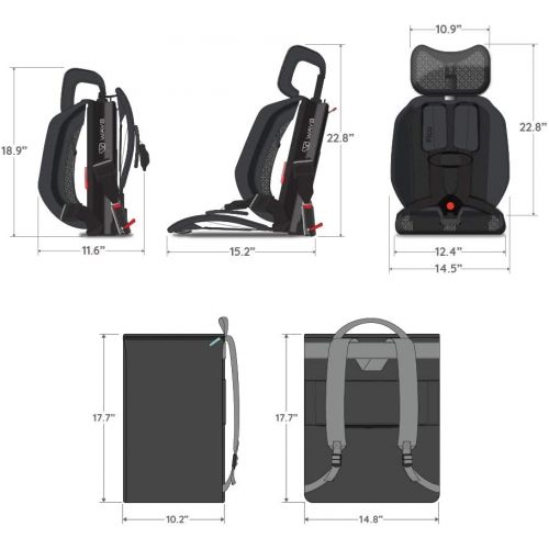  WAYB Pico Travel Car Seat with Carrying Bag - Lightweight, Portable, Foldable - Perfect for Airplanes, Rideshares, and Road Trips - Forward Facing for Kids 22-50 lbs. and 30-45”