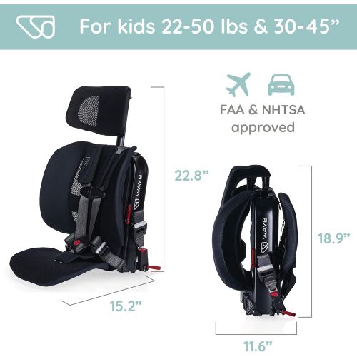  WAYB Pico Travel Car Seat with Carrying Bag - Lightweight, Portable, Foldable - Perfect for Airplanes, Rideshares, and Road Trips - Forward Facing for Kids 22-50 lbs. and 30-45”