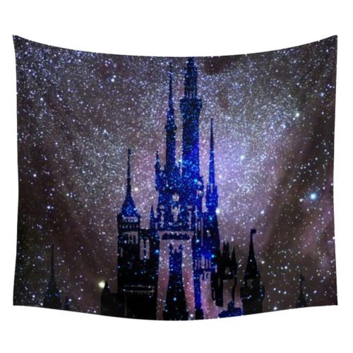  WAYLONGPLUS Castle in The Night Psychedelic Wall Hanging Tapestry Large Size Bohemian Tapestries (59x51)