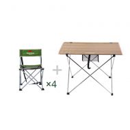 WBBZD Folding Table Folding Stool Combination, New Barbecue Picnic Table Outdoor Camping Aluminum Folding Table and Chair Set Outdoor Table and Chair Folding Portable (Color : Beig