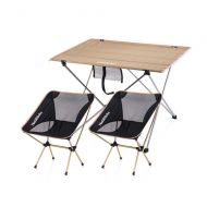 WBBZD Folding Table Folding Stool Combination, Barbecue Picnic Table Outdoor Camping Aluminum Folding Table and Chair Set Outdoor Table and Chair Folding Portable (Color : Beige)