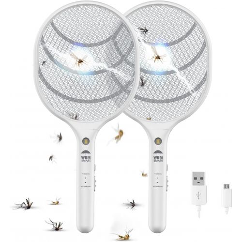  WBM Smart Electric Fly Swatter Racket, Rechargeable Bug Zapper, Medium-2PK, (6405E-2PCS)