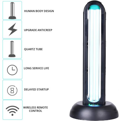  WBM Smart UV Light Sanitizer,UVC Disinfection Lamp,40W Remote Control Ultraviolet Ozone Sterilization Light Compact for Home Office Hotel Travel, Kills 99.9% of Germs Viruses & Bac