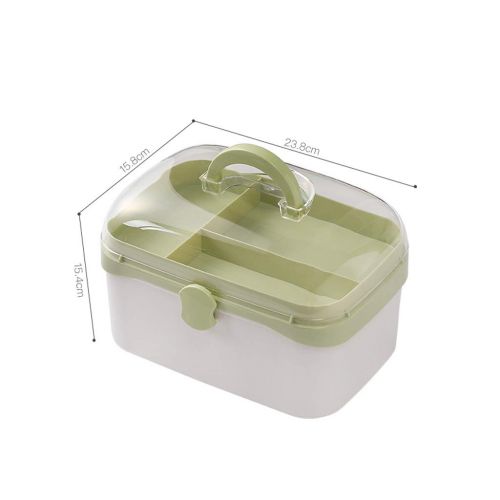  WCJ Transparent Green Household Medicine Box Medicine Storage Box First Aid Kit Medical Box Dormitory Small Medicine Box (Size : S)