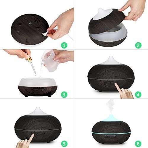  [아마존베스트]WD&CD Aroma Diffuser Humidifier 300 ml Ultrasonic Nebulizer, Fragrance Lamp, Oil Diffuser with 7 Colours LED Waterless Automatic Shut-Off Compatible for Bedroom, Office, Yoga, Spa