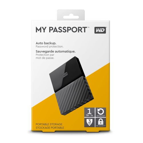  WD 1TB My Passport Portable External Hard Drive, Black - WDBYFT0010BBK-WESN