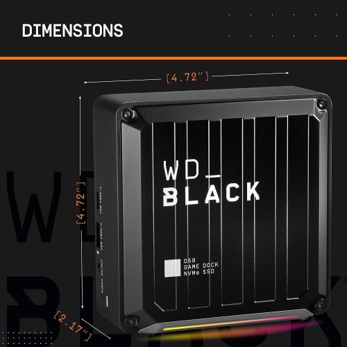  WD_BLACK 2TB D50 Game Dock NVMe SSD Solid State Drive, RGB with Thunderbolt 3 Connectivity, Up to 3,000 MB/s - WDBA3U0020BBK-NESN