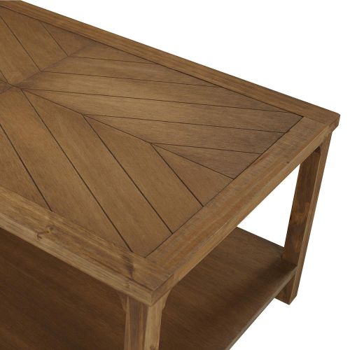  WE Furniture Wood Farmhouse Coffee Table with Storage for Living Room, 42, Caramel