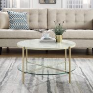 WE Furniture AZF32SRDCTMGD Coffee Table 32 Faux White Marble/Gold