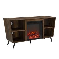 WE Furniture AZ52FP18CRDW Fireplace Tv Stand 52 Dark Walnut