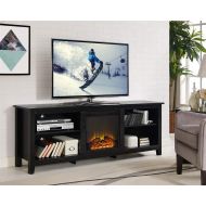 WE Furniture AZ70FP18BL Fireplace TV Stand 70 Black