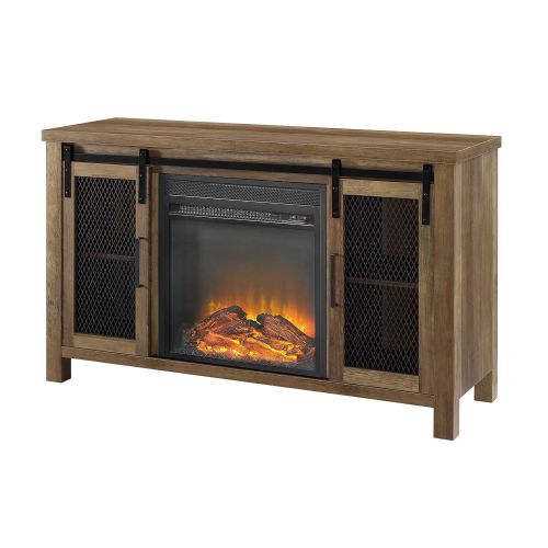  WE Furniture AZ48FPSMDRO Fireplace TV Stand 48 Rustic Oak