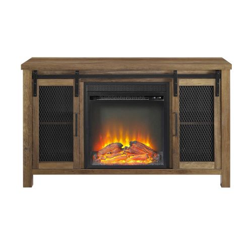  WE Furniture AZ48FPSMDRO Fireplace TV Stand 48 Rustic Oak
