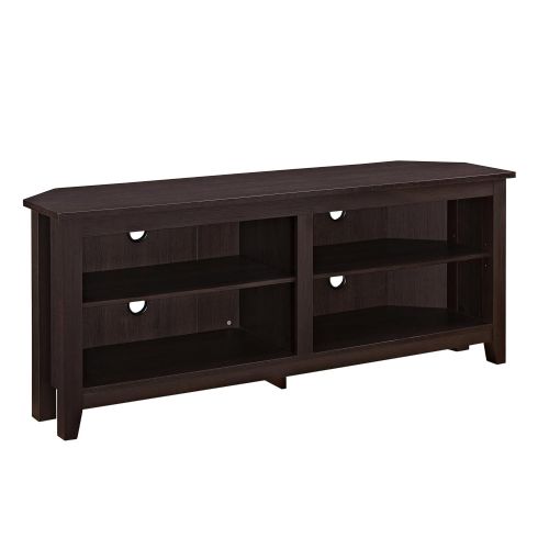  WE Furniture 58 Wood Corner TV Stand Console, Espresso