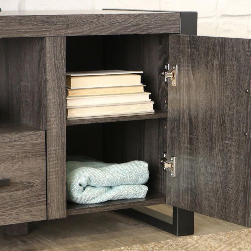  WE Furniture 60 Industrial Wood TV Stand Console, Charcoal