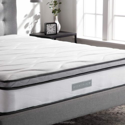  WEEKENDER 10 Inch Hybrid Mattress - Memory Foam and Motion Isolating Springs - Medium-Firm - 10-Year Warranty - Queen