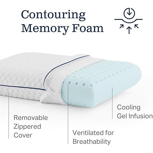  WEEKENDER Gel Memory Foam Camping Pillow - Travel Essentials & Must Haves - Camping Gear & Accessories - Contouring Neck Support - Small Size Compatible for Camping, Car, Airplane, and Beach - 1 Pack