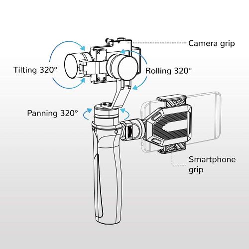  WEEVIEW SID 3D-Kamera Mini 3D WLAN-Videokamera mit optionalem Handstabilisator/Gimbal (Kamera & Gimbal)