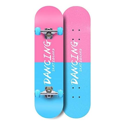  WEI KANG Komplettes Mini Cruiser Maple Skateboard 22 Zoll Erwachsenes Kind Anfanger Mit Robustem Alten Deck Und 4 Transparenten PU-Radern