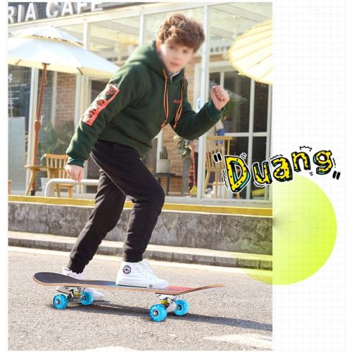  WEI KANG Komplettes Mini Cruiser Maple Skateboard 22 Zoll Erwachsenes Kind Anfanger Mit Robustem Alten Deck Und 4 Transparenten PU-Radern