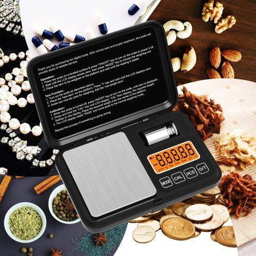  [아마존베스트]Gram Scale, Weightman Pocket Scale 200 x 0.01g, Digital Scale Grams and Ounces with 50g Calibration Weight, Jewelry Scale with Large LCD Screen, 6 Units and Easy Tare (Battery Incl