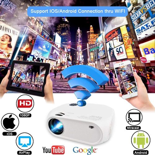  [아마존베스트]WiFi Projector 2800Lux, WEILIANTE Full HD Portable Video Projector 2019 Upgraded, Wireless Mini Projector, Compatible with Smartphones, Fire TV Stick, PS4, HDMI, VGA, AV, USB