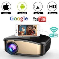 WiFi Movie Projector, WEILIANTE 50% Brighter LED Portable Mini Video Projector, WiFi Directly Connect with Smartphones Device (1080p Supported) Support USB HDMI VGA AV