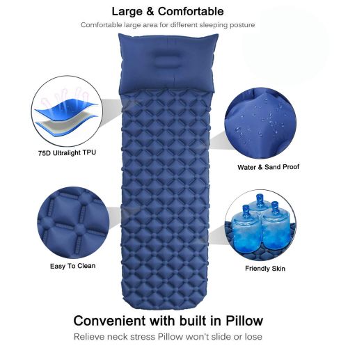  WEINAS AOCKS Camping Sleeping Pad - Mat Hiking Air Mattress Lightweight, Inflatable & Compact, Camp Sleep Pad with Pillow for Backpacking Traveling