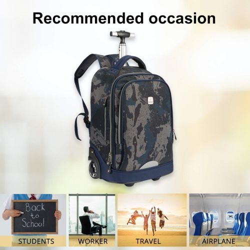  WEISHENGDA 18 inches Travel Wheeled Rolling Backpack for Business Adults and College Books Bag, Gray Printing