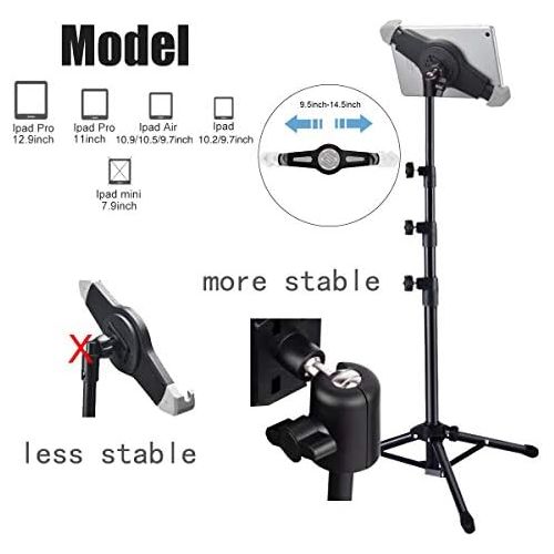  [아마존베스트]WEIYUDANG iPad tripod, height-adjustable 20 to 60 inch tablet tripod holder for iPad Pro 12.9 inch / 11 inch, iPad Air 10.5 inch, iPad 9.7 inch and more 9.5 inch to 14.5 inch table