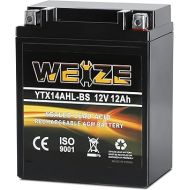 Weize YTX14AHL-BS High Performance - Rechargeable - Sealed Motorcycle Battery Compatible With Polaris Scrambler, Sportsman 90, Honda Scooters NQ50 Spree,Kawasaki 110 KLX110 Blue