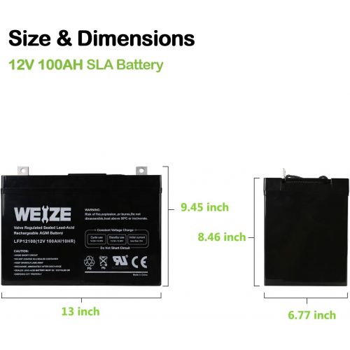  Weize 12V 100AH Deep Cycle AGM SLA VRLA Battery for Solar System RV Camping Trolling Motor, in Series 24V 36V 48V