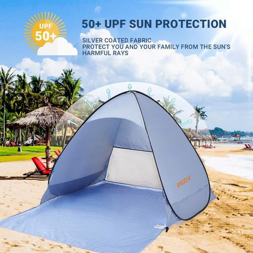  #WEJOY Automatic Beach Tent Sun Shelter Pop Up Instant Ultra Light Portable Outdoors Quick Cabana Tent for Beach Sun Shade, UPF 50+