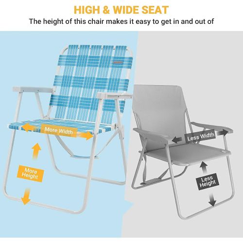  #WEJOY Folding Webbed Lawn Beach Chair,High Back Seat Backpack Portable Chairs for Adult with Hard Arm,Carry Strap for Outdoor Camping Garden Concert Festival Sand Picnic BBQ