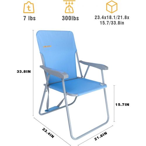  #WEJOY High Back Outdoor Lawn Concert Beach Folding Chair with Hard Arms Shoulder Strap Pocket for Adults Camping Festival Sand, Supports 300 lbs