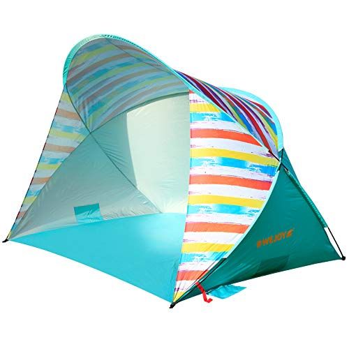  #WEJOY WEJOY 3-4 Persons Beach Tent Oversize Pop-up UPF 50+ UV Protection Portable Durable Sun Shade Shelter Camping Hiking Canopy Tents with Extended Floor Easy Set Up Light Weight