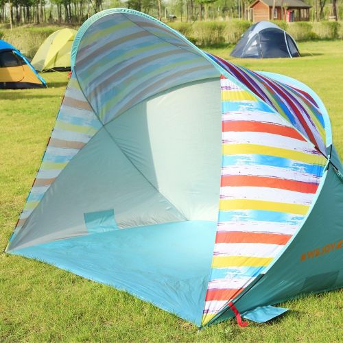  #WEJOY WEJOY 3-4 Persons Beach Tent Oversize Pop-up UPF 50+ UV Protection Portable Durable Sun Shade Shelter Camping Hiking Canopy Tents with Extended Floor Easy Set Up Light Weight