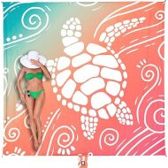 WEKAPO Beach Blanket Waterproof Sandproof Oversized - 8 Ft X 7 Ft Large Sand Free Beach Mat with Stakes, Essentials for Outdoor Beach, Picnic, Travel (Sea Turtle, 8 X 7 FT (1~4 Person))