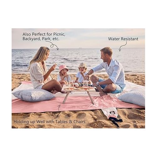  WEKAPO Beach Blanket Sandproof, Extra Large Beach Mat, Big & Compact Sand Free Mat Quick Drying, Lightweight & Durable with 6 Stakes & 4 Corner Pockets