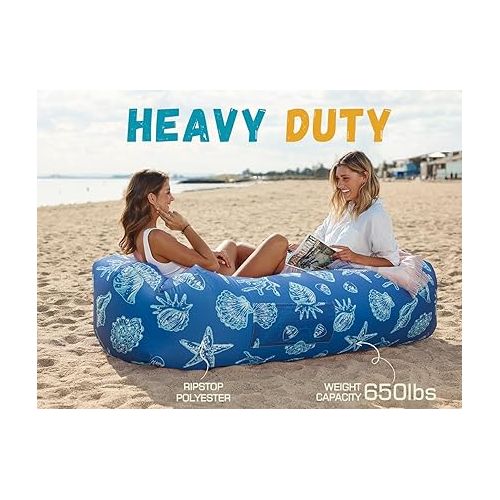  WEKAPO Inflatable Lounger Air Sofa Chair-Camping & Beach Accessories-Portable Water Proof Couch for Hiking, Picnics, Outdoor, Music Festivals & Backyard-Lightweight and Easy to Set Up Air Hammock