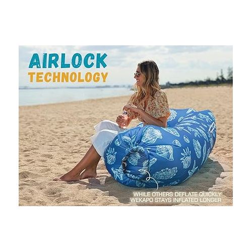  WEKAPO Inflatable Lounger Air Sofa Chair-Camping & Beach Accessories-Portable Water Proof Couch for Hiking, Picnics, Outdoor, Music Festivals & Backyard-Lightweight and Easy to Set Up Air Hammock