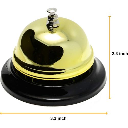  WEKOIL Call Bell Golden Desk Service Bell Customer Ding Bell for Restaurant Hotel Room Kitchen Party School Classroom Office Elderly Teachers Students Large Bright Bell 3.35 inch